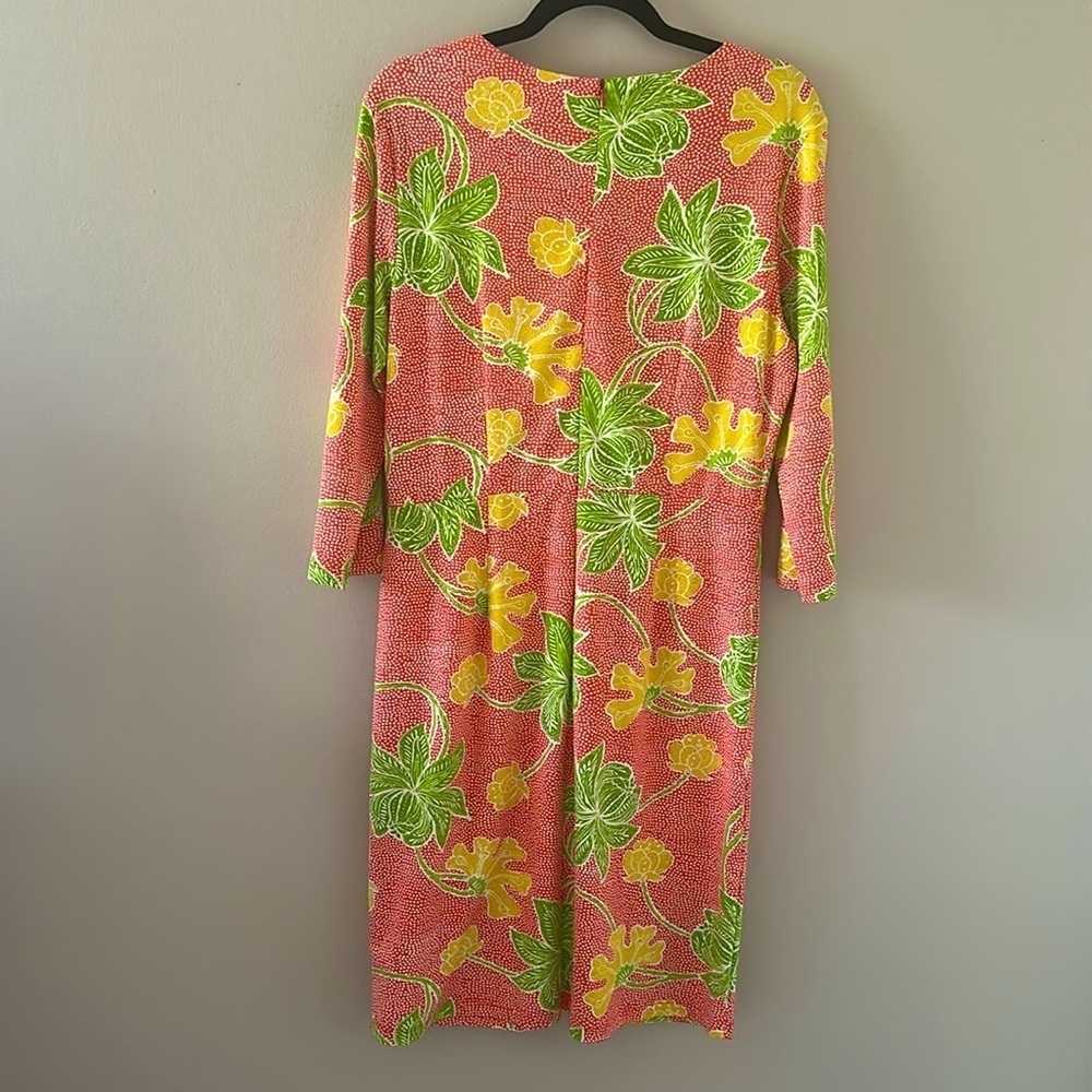 J. McLaughlin Tropical Print Catalina
Cloth Ruched Sheath Dress Sz Large Preppy - Picture 2 of 7